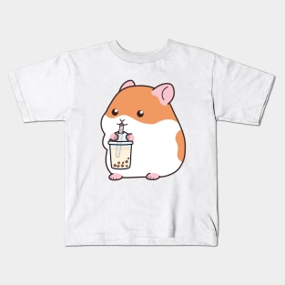 Squishy Hamster Loves Boba Kids T-Shirt